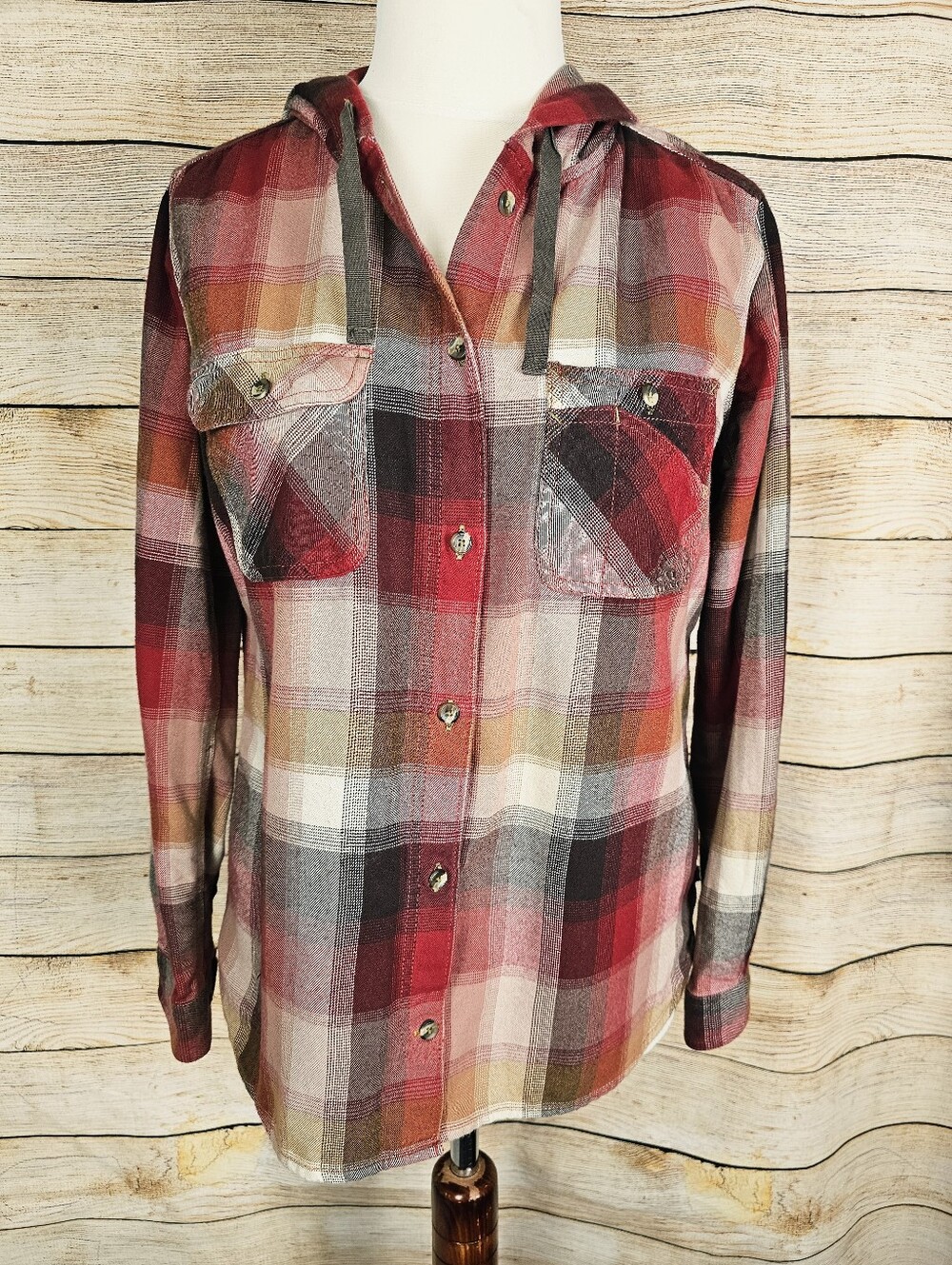 Carhartt Women’s Hooded Cotton Flannel Shirt Size Large